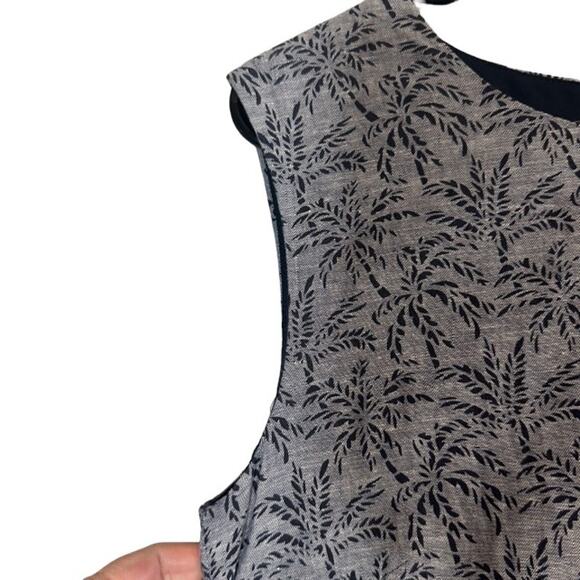 J. Crew Gray Palm Tree Cotton/Linen Blend Sleeveless Sheath Dress Women Sz 4 - Picture 3 of 11